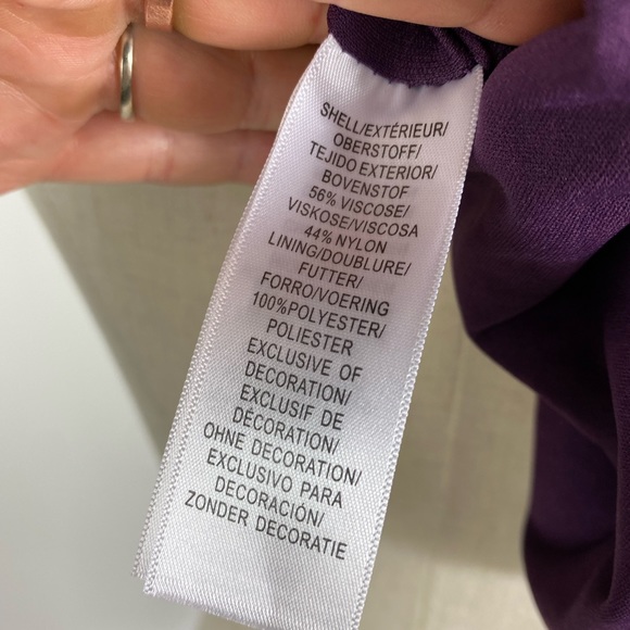 ADRIANNA PAPELL One Shoulder All Over Lace Purple Full Length Maxi Gown 10 - Picture 9 of 9